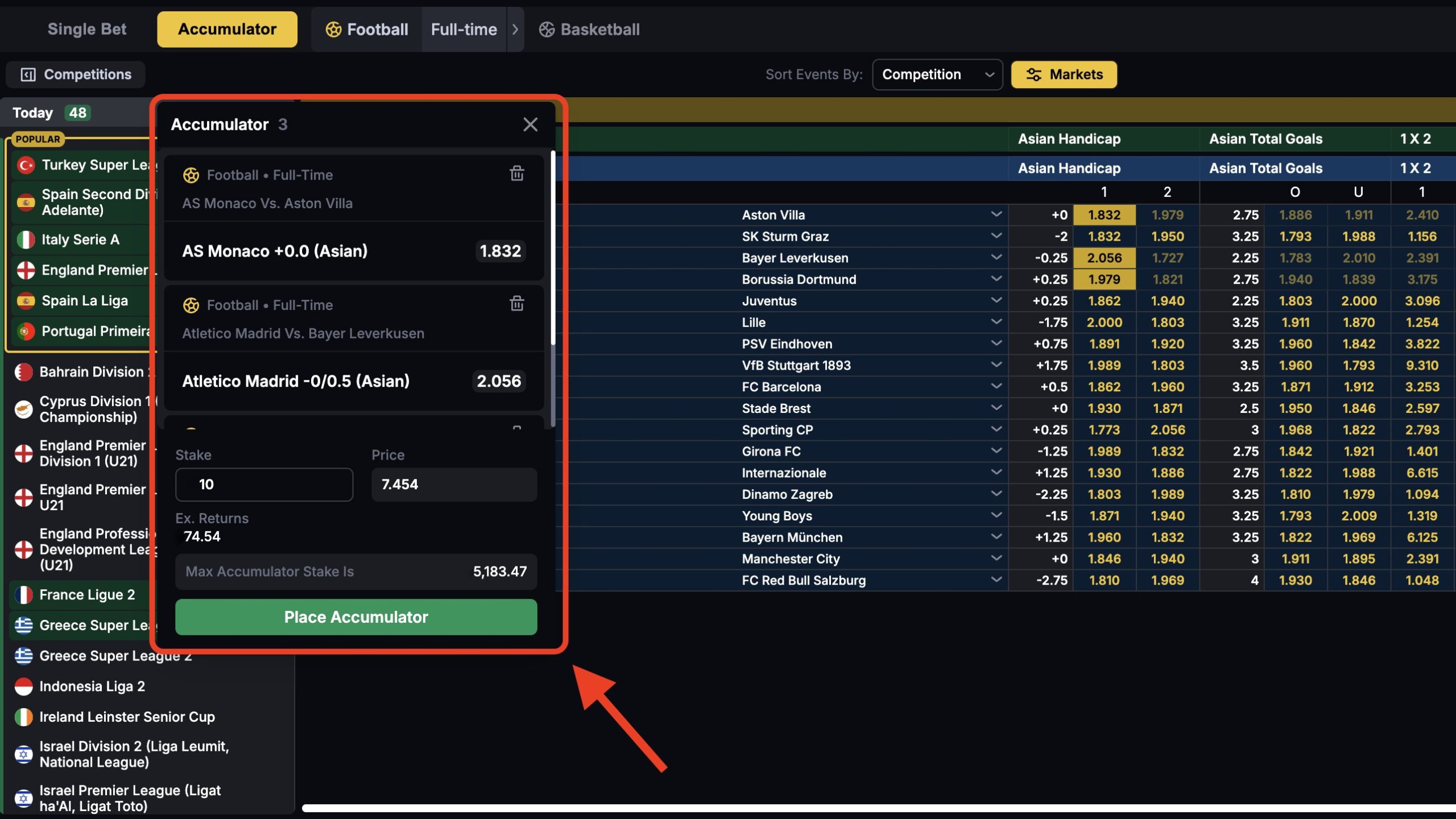How do accumulator bets work in sportsbooks?